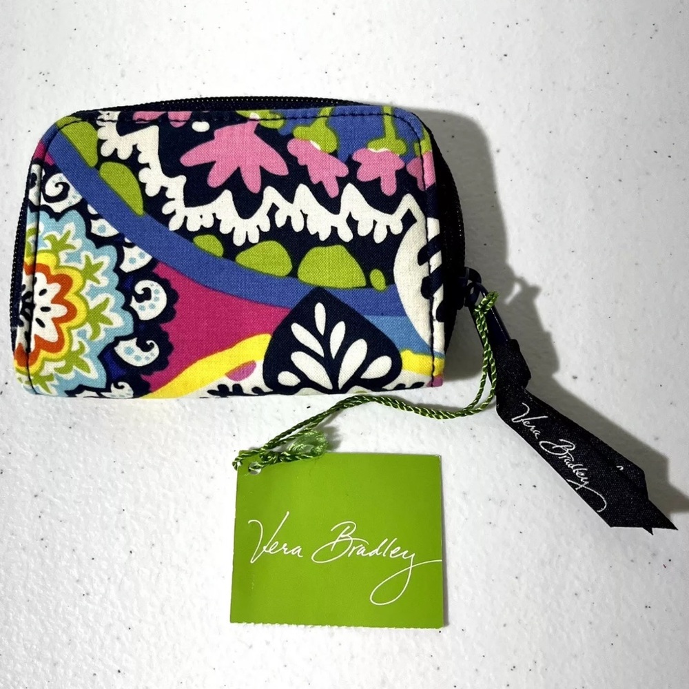 Retired Vera Bradley “Rio” Zip Around ID Wallet Floral NWT Navy/Multi-colored